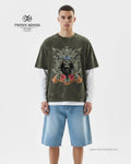Hunting Season Olive Green Unisex Acid Washed Oversized Tee