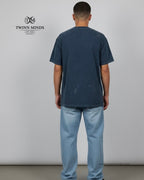 Anno Domini Navy Blue Unisex Acid Washed Oversized Tee