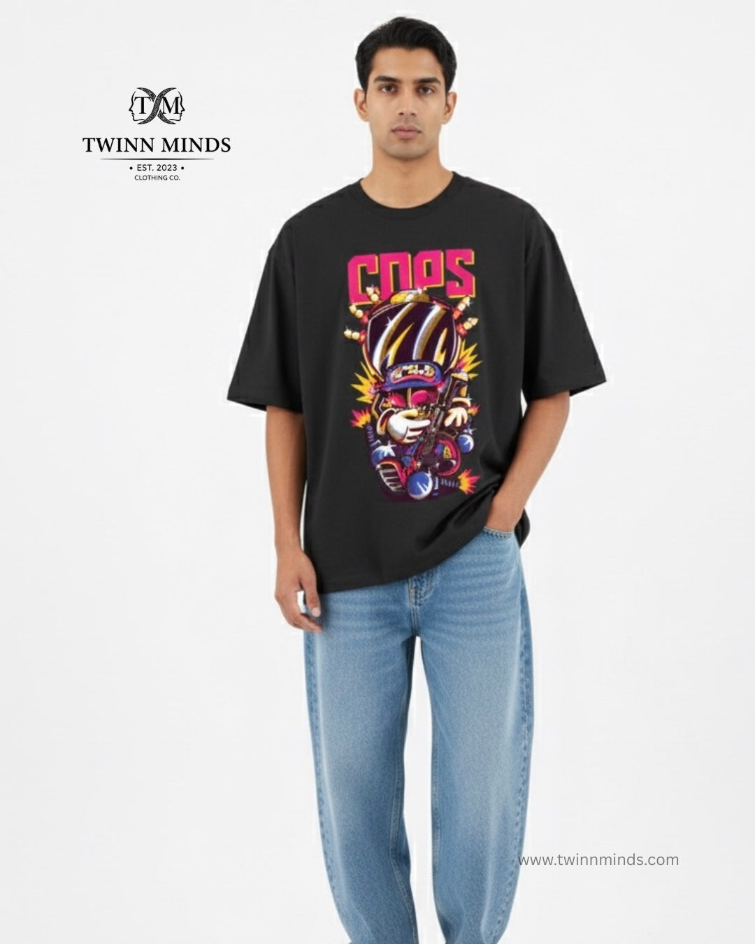 COPS Black Unisex Oversized Classic T-Shirt