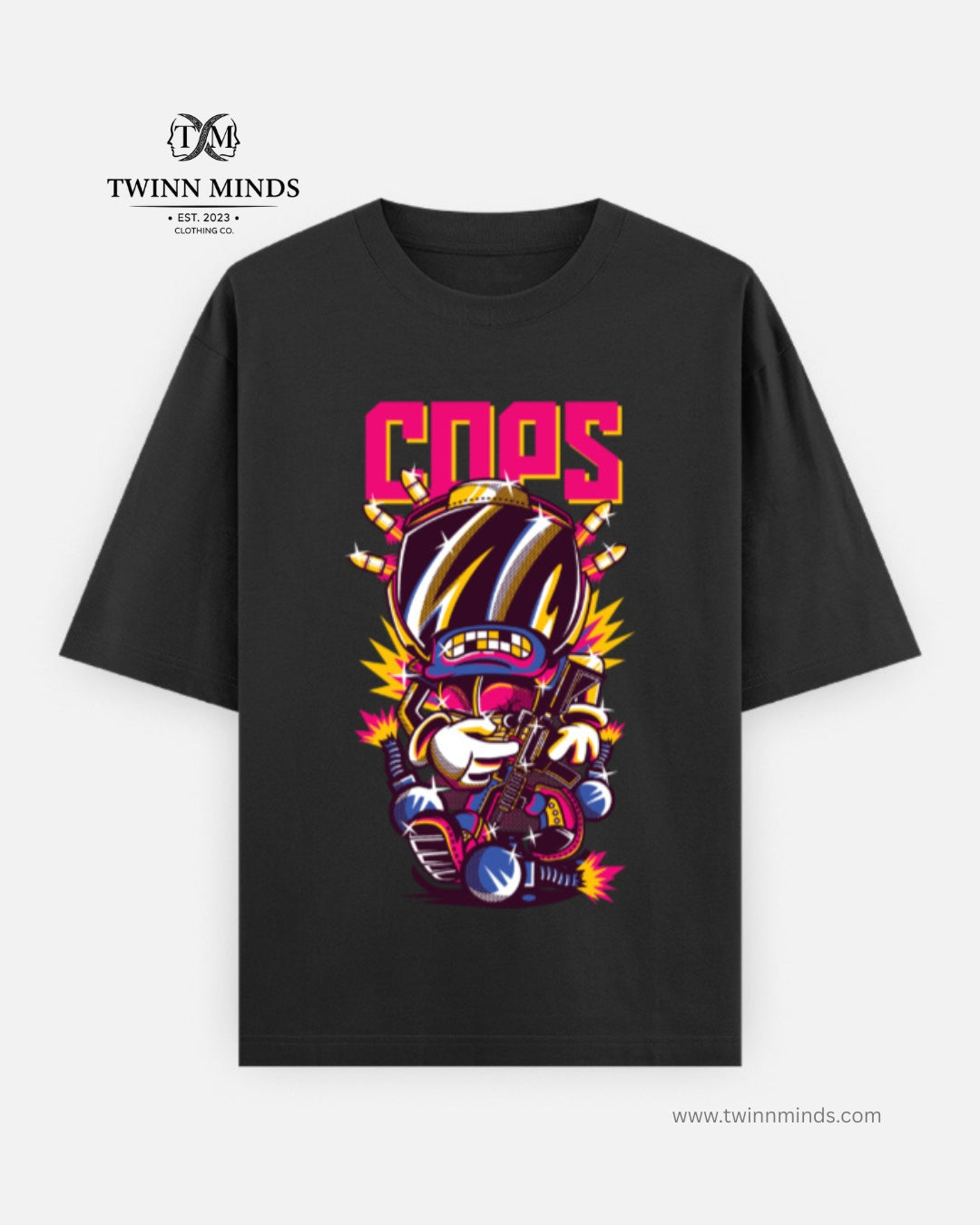 COPS Black Unisex Oversized Classic T-Shirt