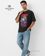 FUNY Black Unisex Oversized Classic T-Shirt