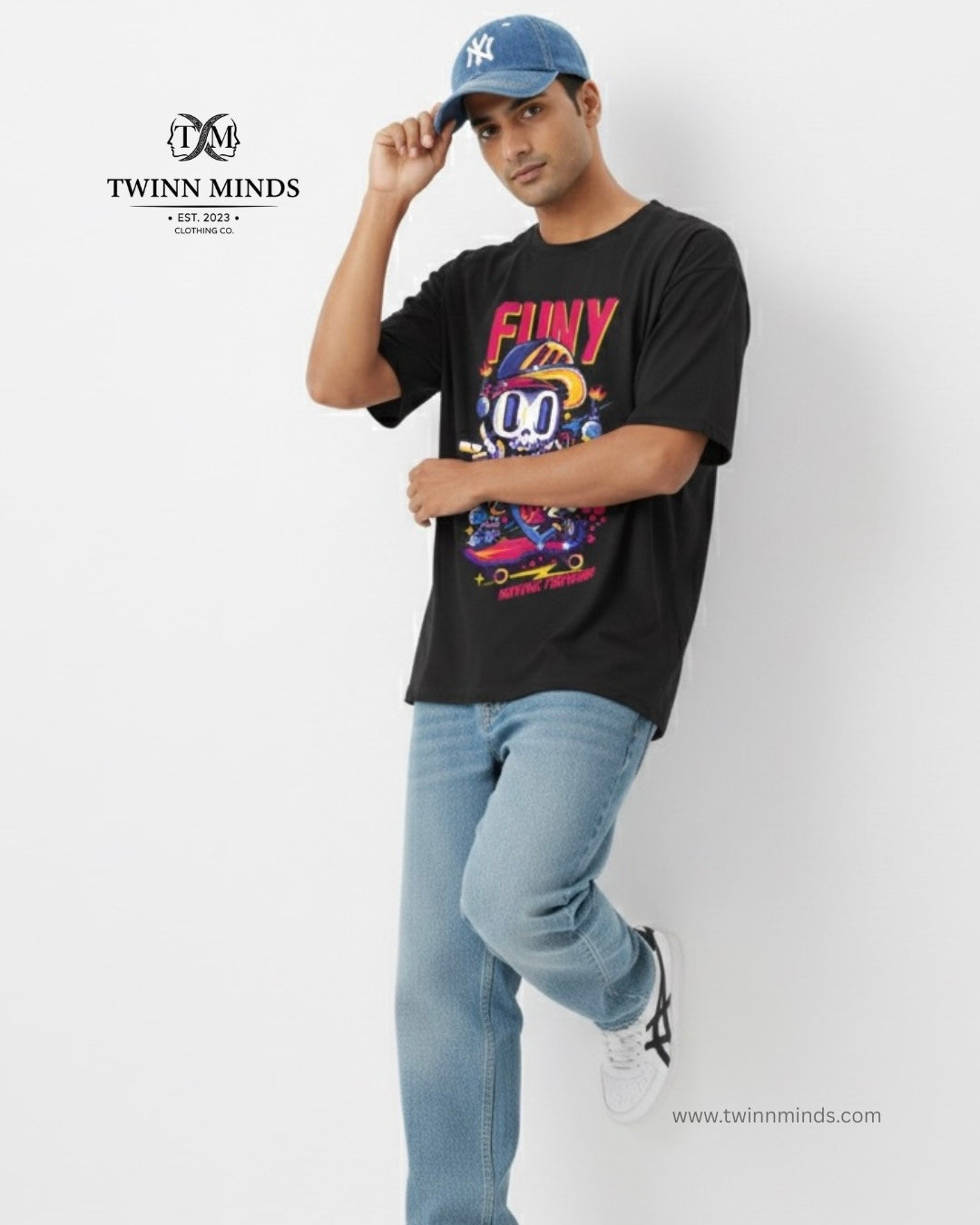 FUNY Black Unisex Oversized Classic T-Shirt