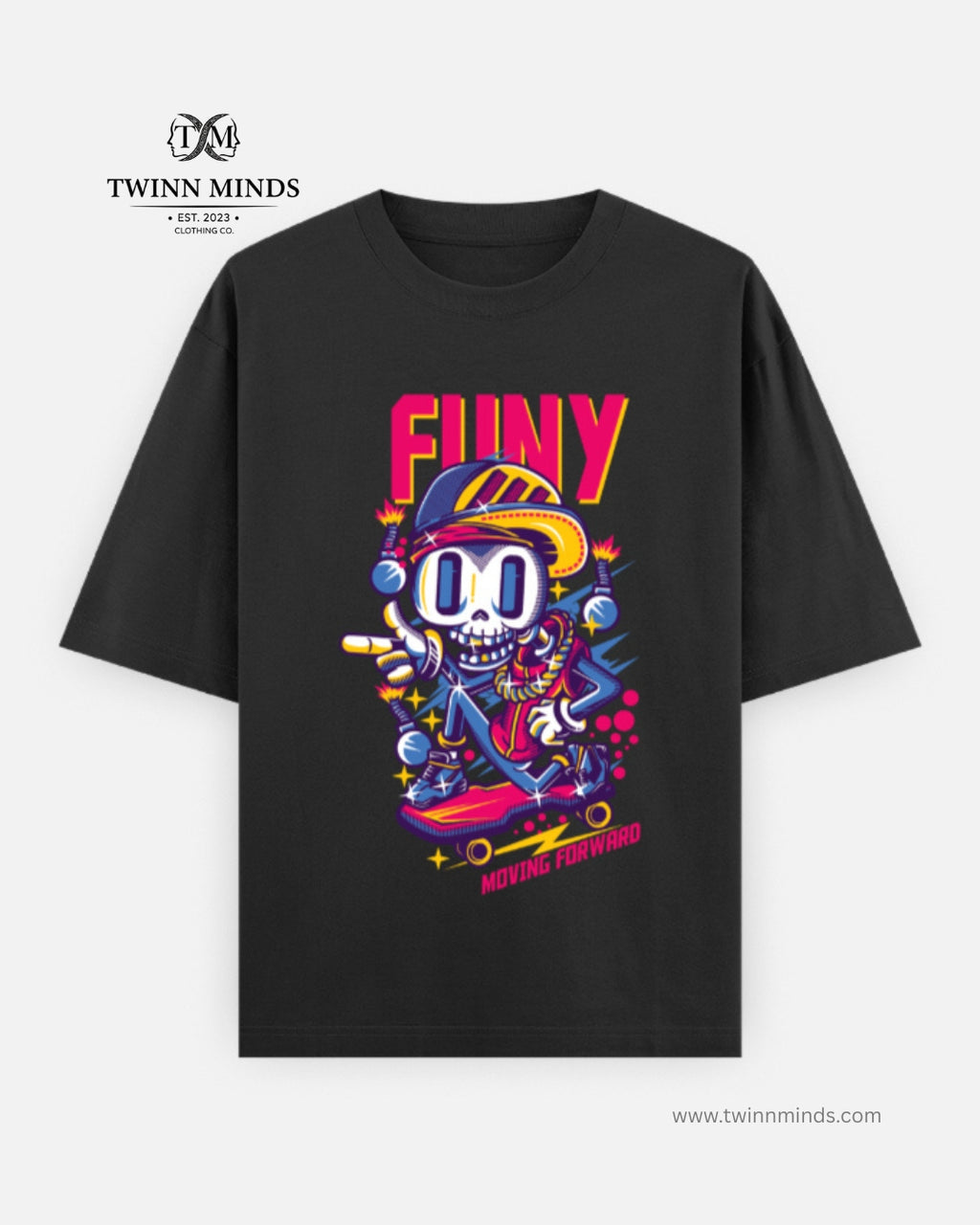 FUNY Black Unisex Oversized Classic T-Shirt
