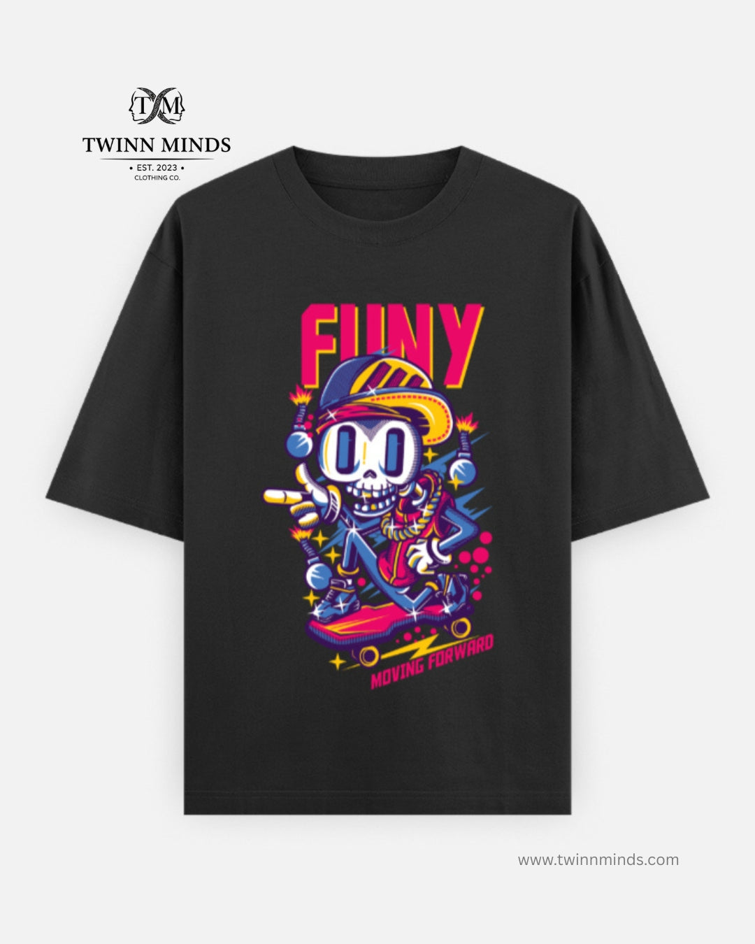 FUNY Black Unisex Oversized Classic T-Shirt
