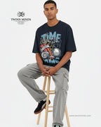 Time Bomb Navy Blue Unisex Oversized Classic T-Shirt
