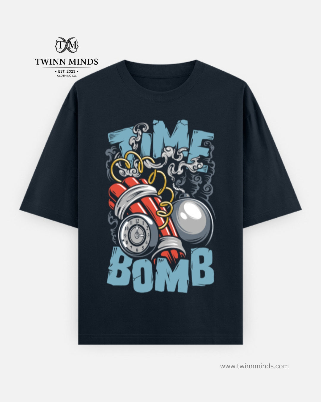 Time Bomb Navy Blue Unisex Oversized Classic T-Shirt