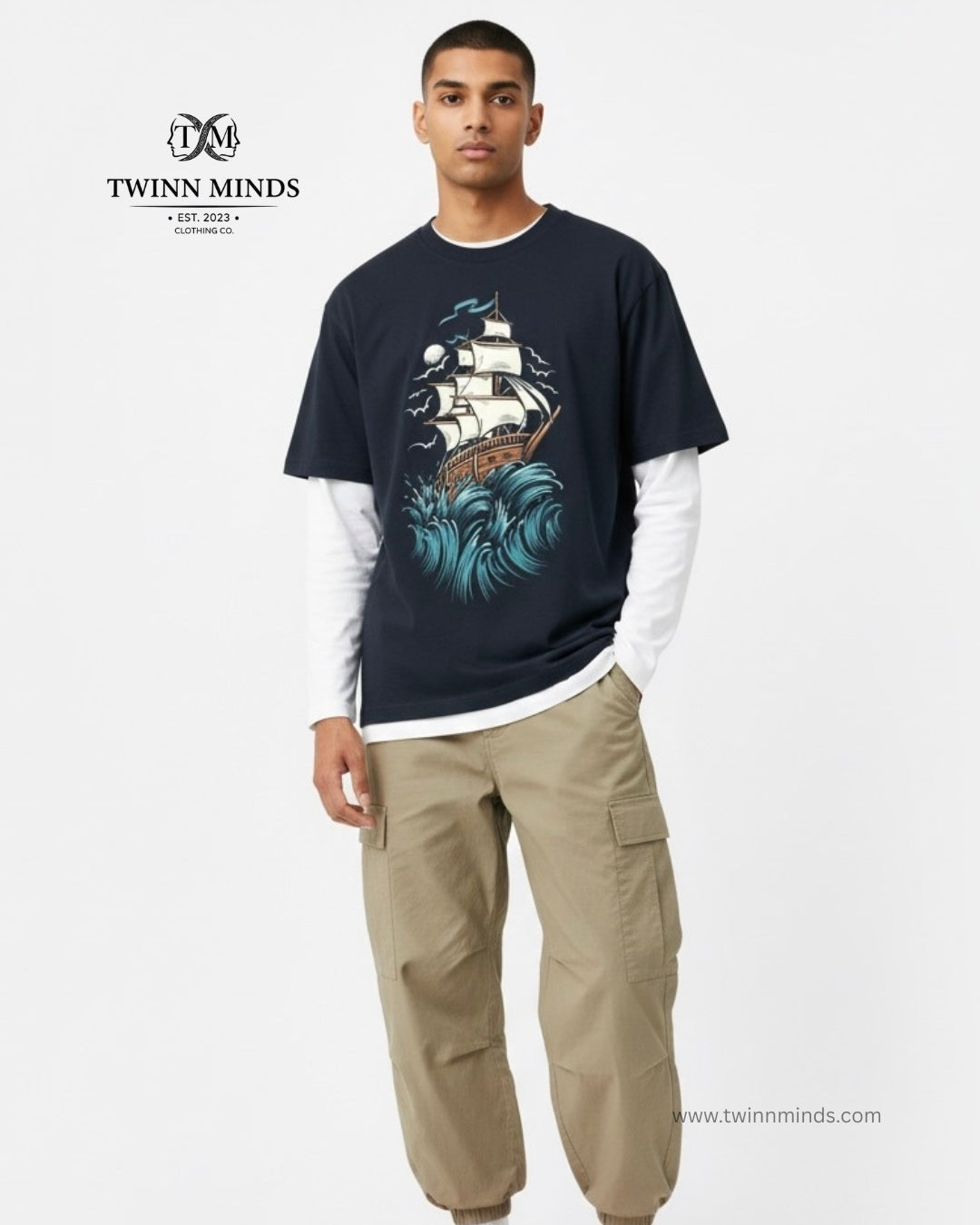 Sailor Struggle Navy Blue Unisex Oversized Classic T-Shirt
