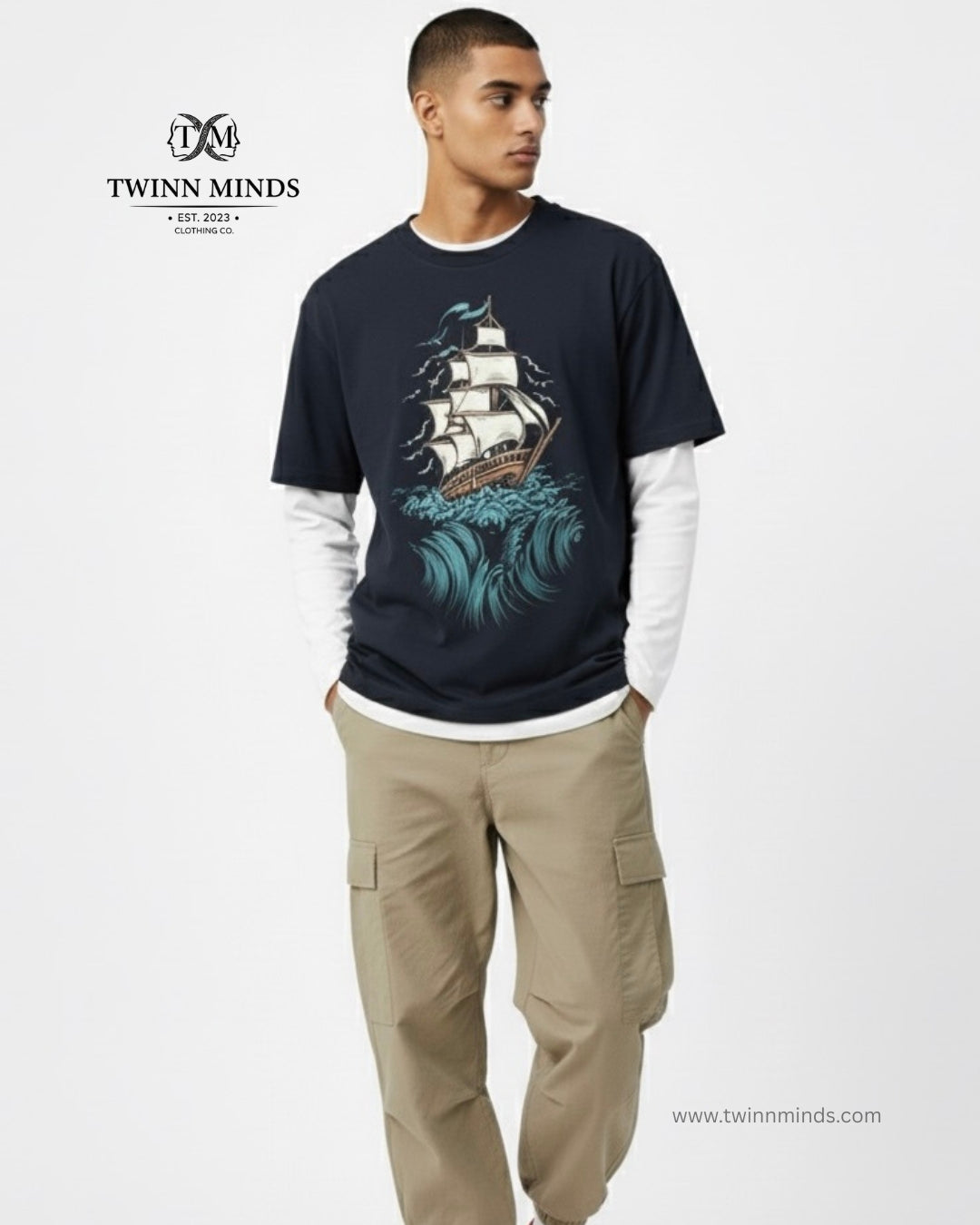 Sailor Struggle Navy Blue Unisex Oversized Classic T-Shirt