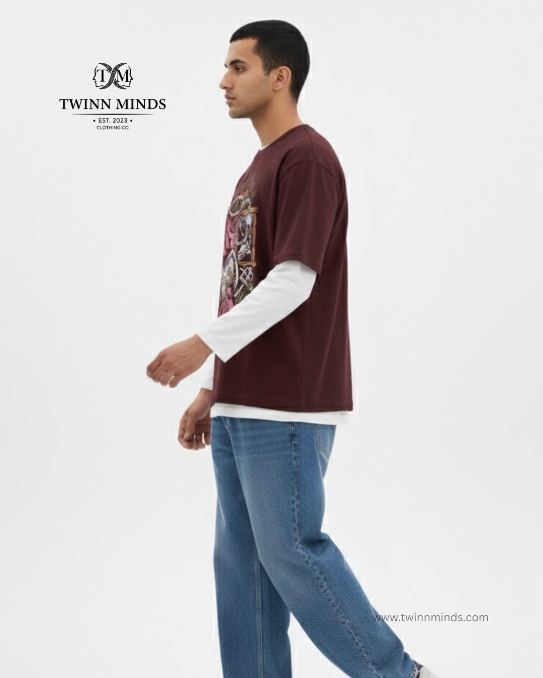 Precious Time Maroon Unisex Oversized Classic T-Shirt