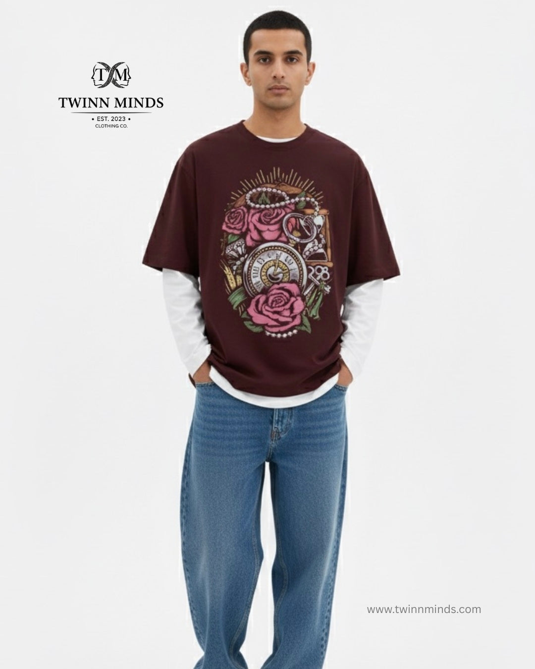 Precious Time Maroon Unisex Oversized Classic T-Shirt