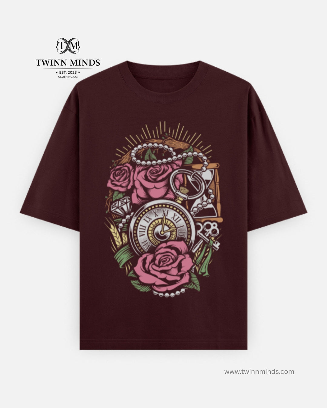 Precious Time Maroon Unisex Oversized Classic T-Shirt