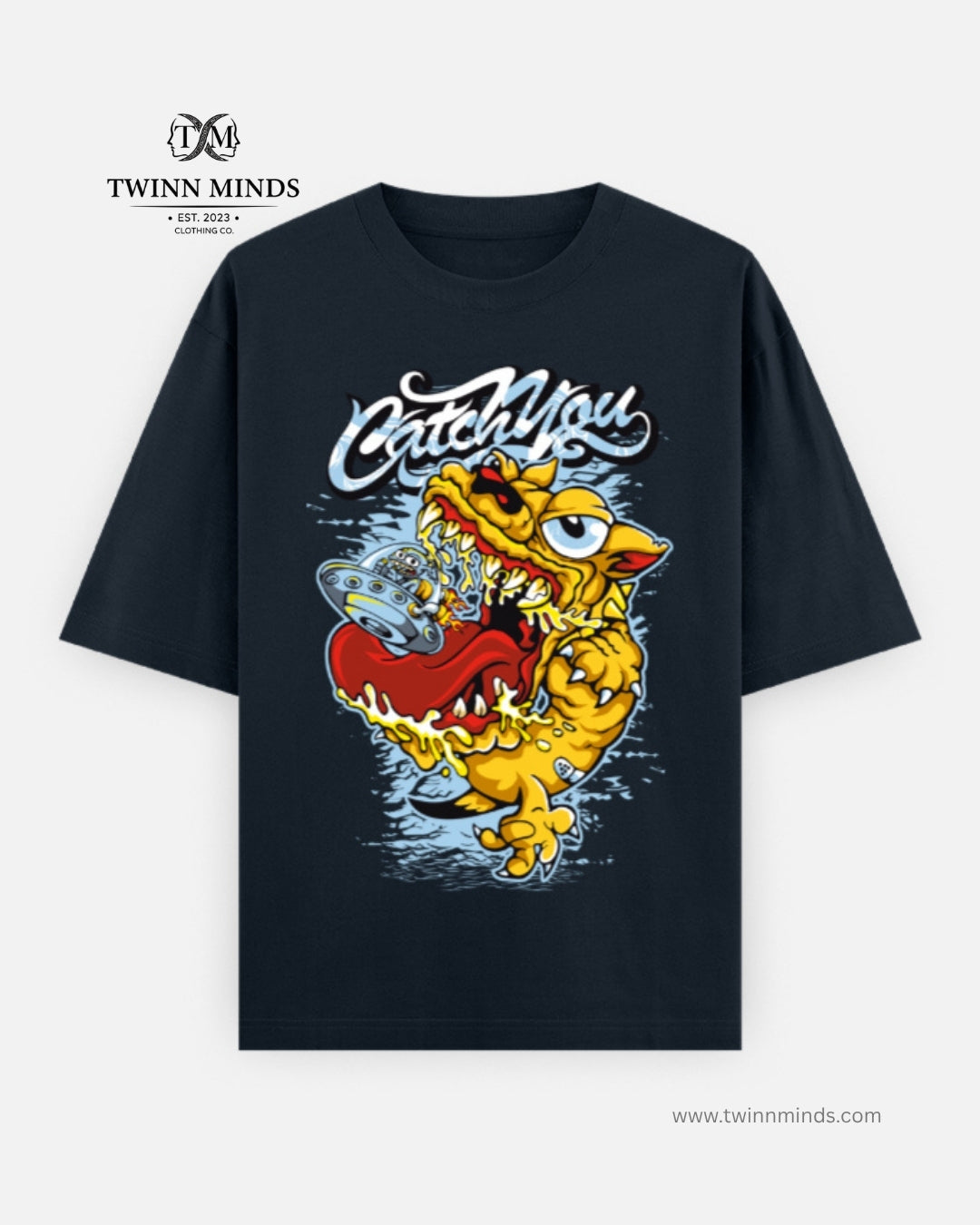 Catch You Navy Blue Unisex Oversized Classic T-Shirt
