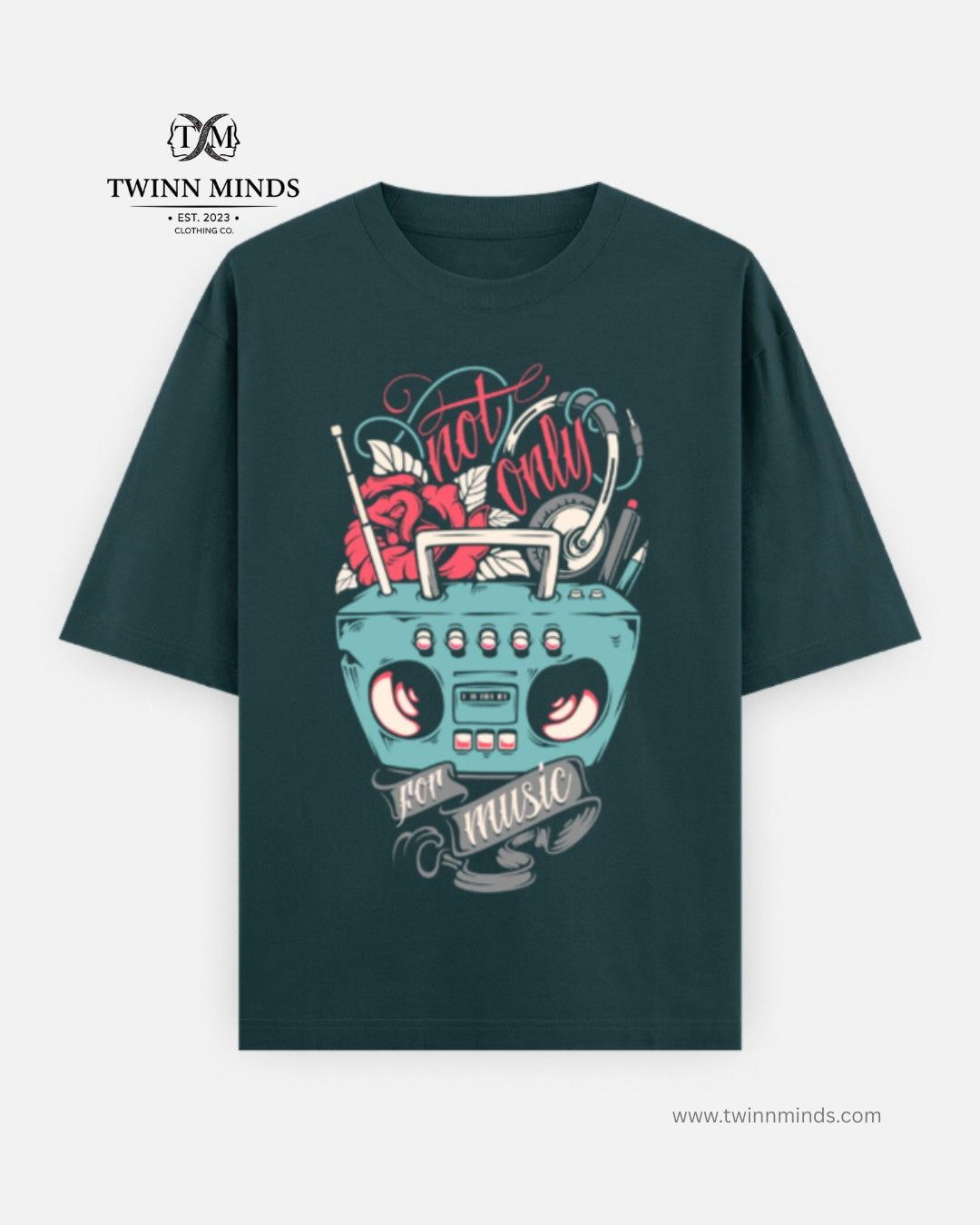Not Only For Music Petrol Blue Unisex Oversized Classic T-Shirt