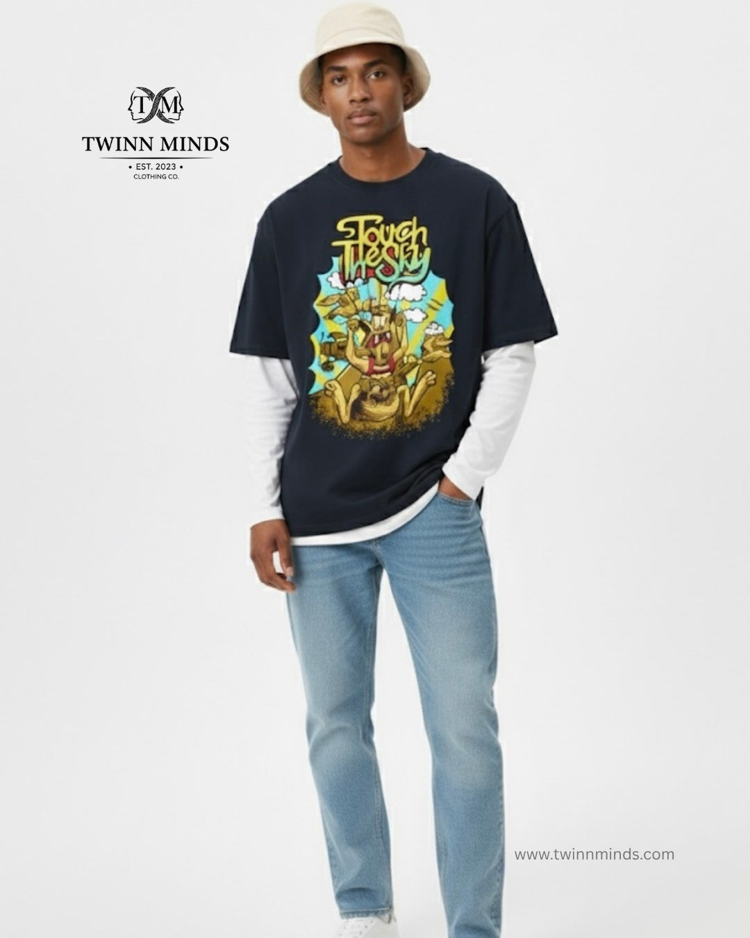 Touch The Sky Navy Blue Unisex Oversized Classic T-Shirt