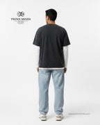 Moon In The City Black Unisex Acid Washed Oversized Tee