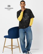 King Of The Hood Black Unisex Acid Washed Oversized Tee