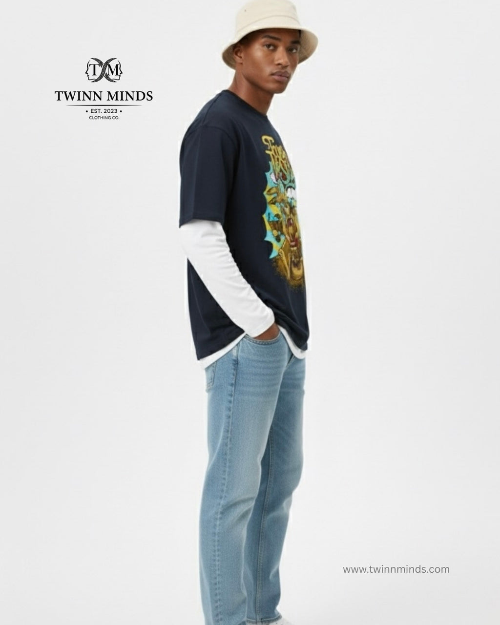Touch The Sky Navy Blue Unisex Oversized Classic T-Shirt