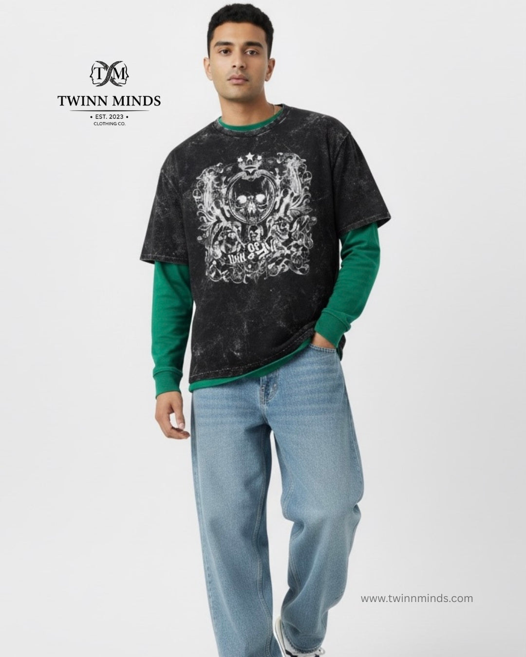 Win Or Die Black Unisex Acid Washed Oversized Tee