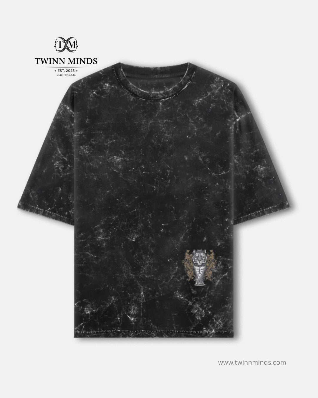 Tiger Black Unisex Acid Washed Oversized Tee