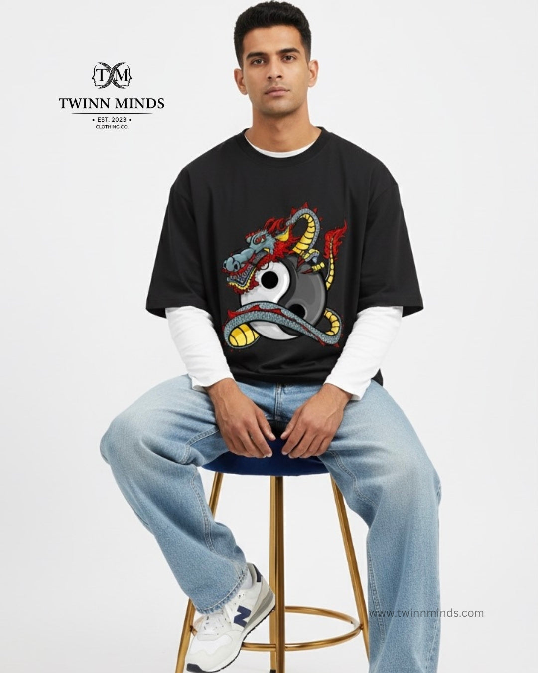Dragon Black Unisex Oversized Classic T-Shirt