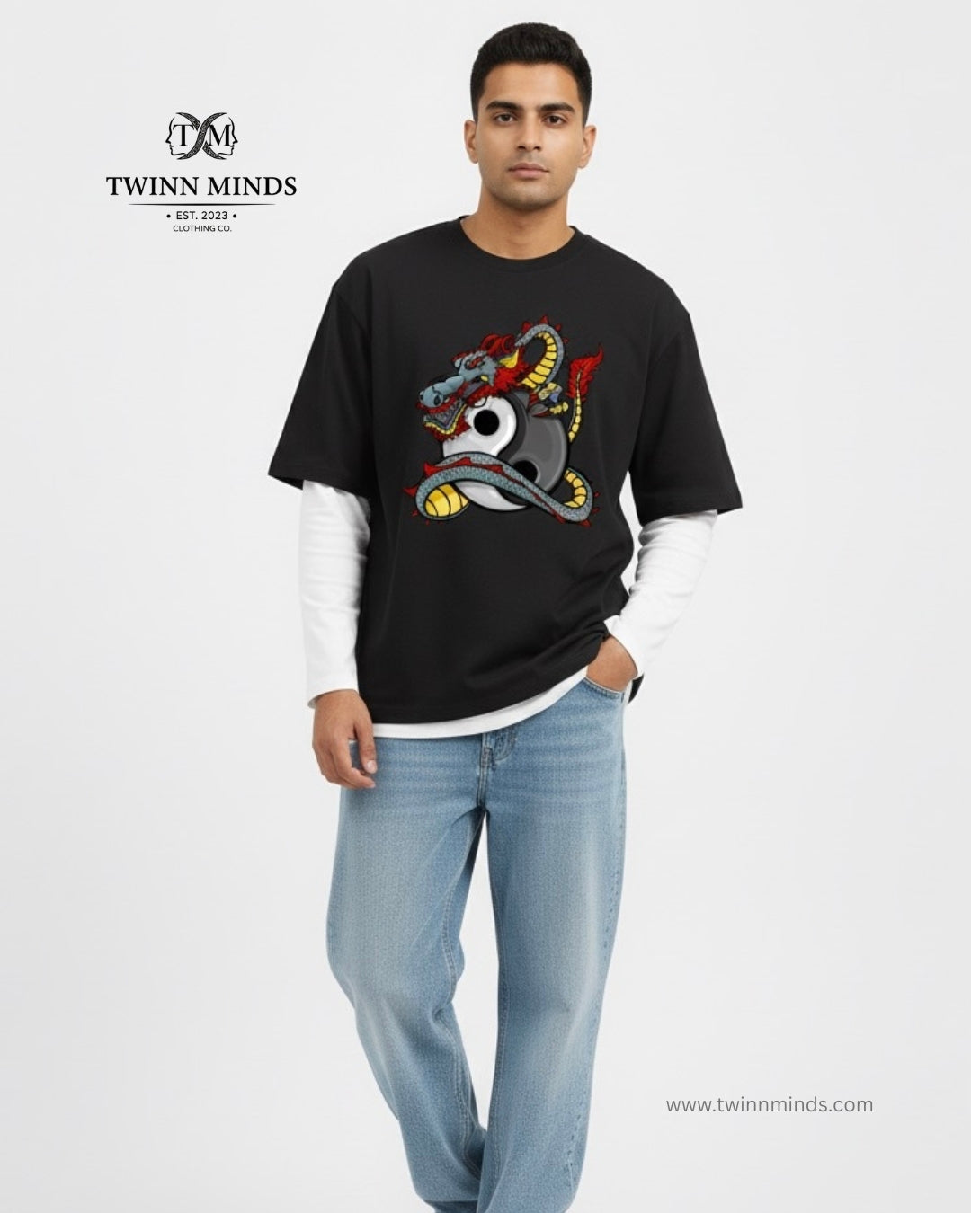 Dragon Black Unisex Oversized Classic T-Shirt