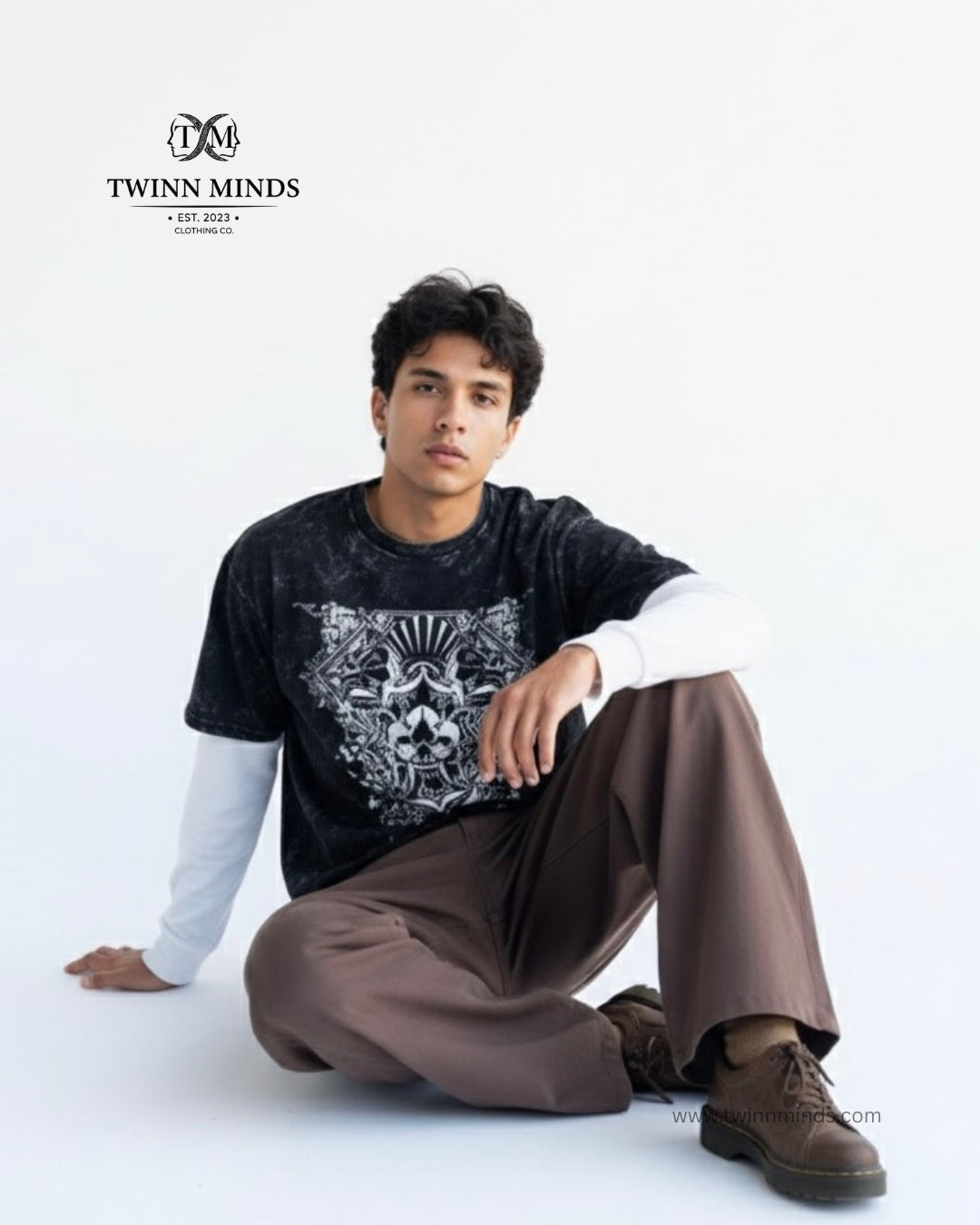 Temple of Rage Black Unisex Acid Washed Oversized Tee