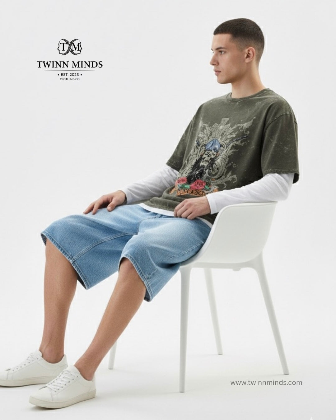 Hunting Season Olive Green Unisex Acid Washed Oversized Tee