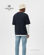 Touch The Sky Navy Blue Unisex Oversized Classic T-Shirt
