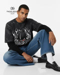 SkullTorque Black Unisex Acid Washed Oversized Tee