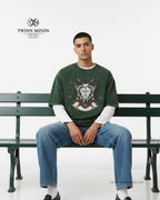 TribeRage Bottle Green Unisex Acid Washed Oversized Tee