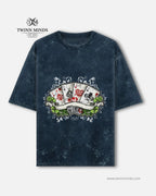 AceBlood Navy Blue Unisex Acid Washed Oversized Tee