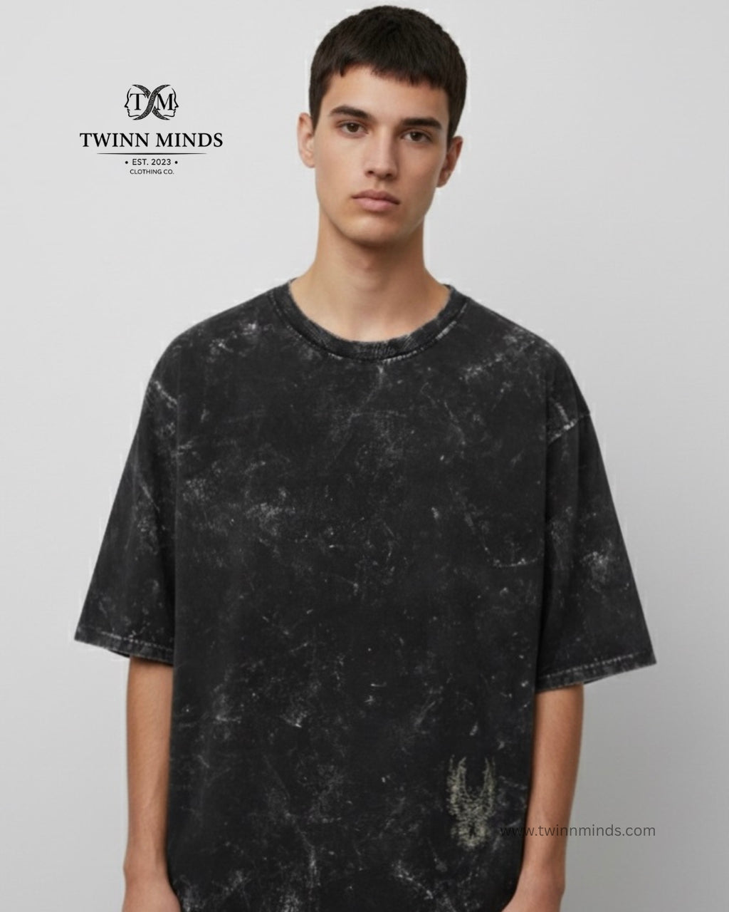 RiseReign Black Unisex Acid Washed Oversized Tee