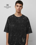 RiseReign Black Unisex Acid Washed Oversized Tee