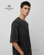 RiseReign Black Unisex Acid Washed Oversized Tee