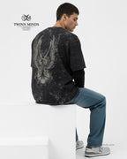 RiseReign Black Unisex Acid Washed Oversized Tee