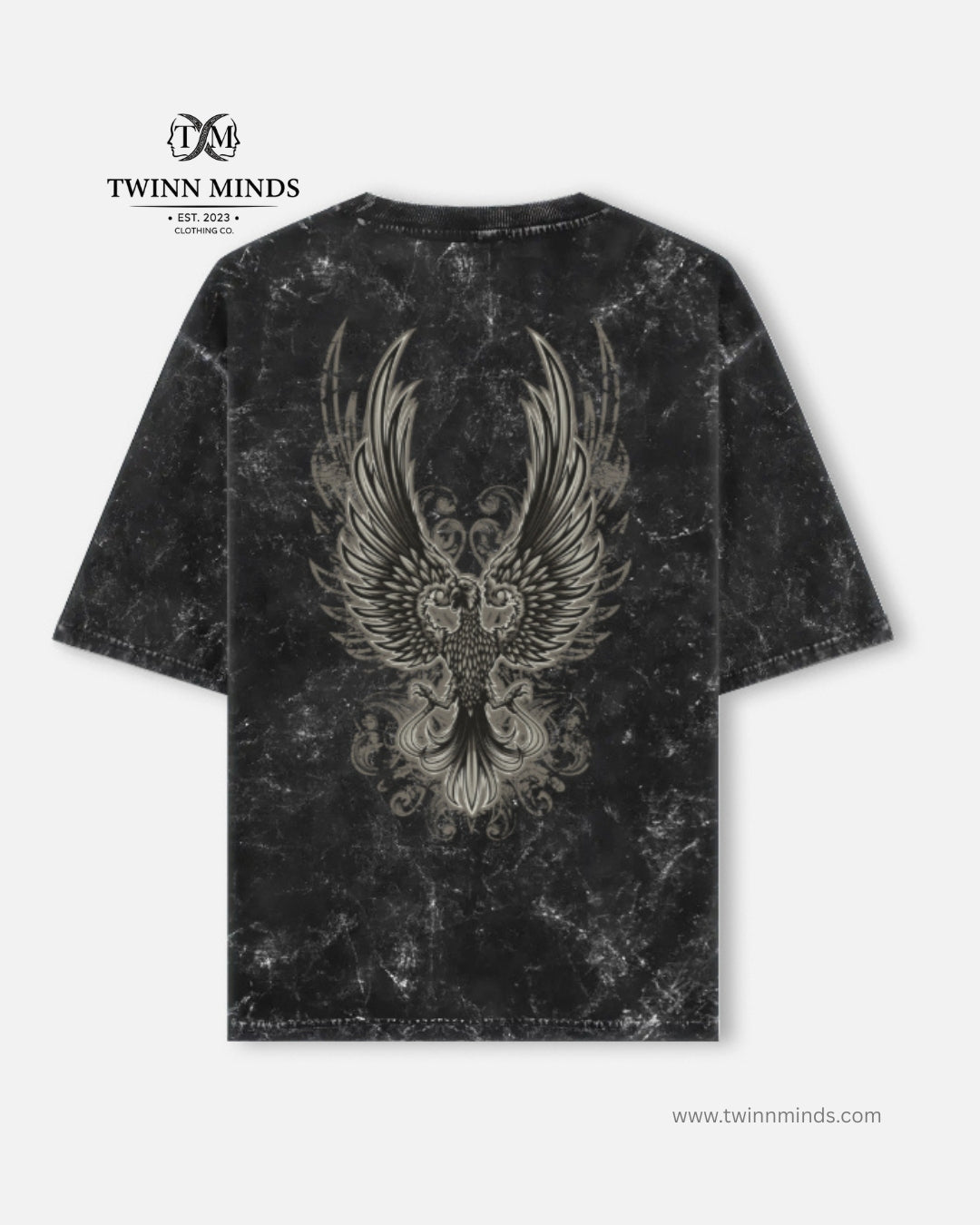 RiseReign Black Unisex Acid Washed Oversized Tee
