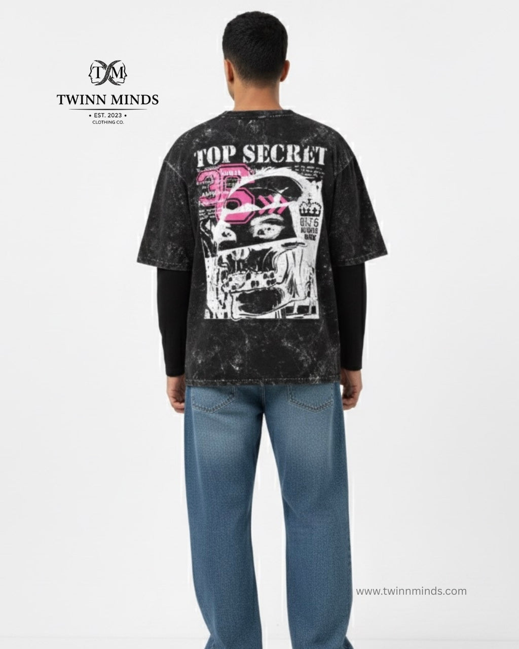 CodeSkull Black Unisex Acid Washed Oversized Tee