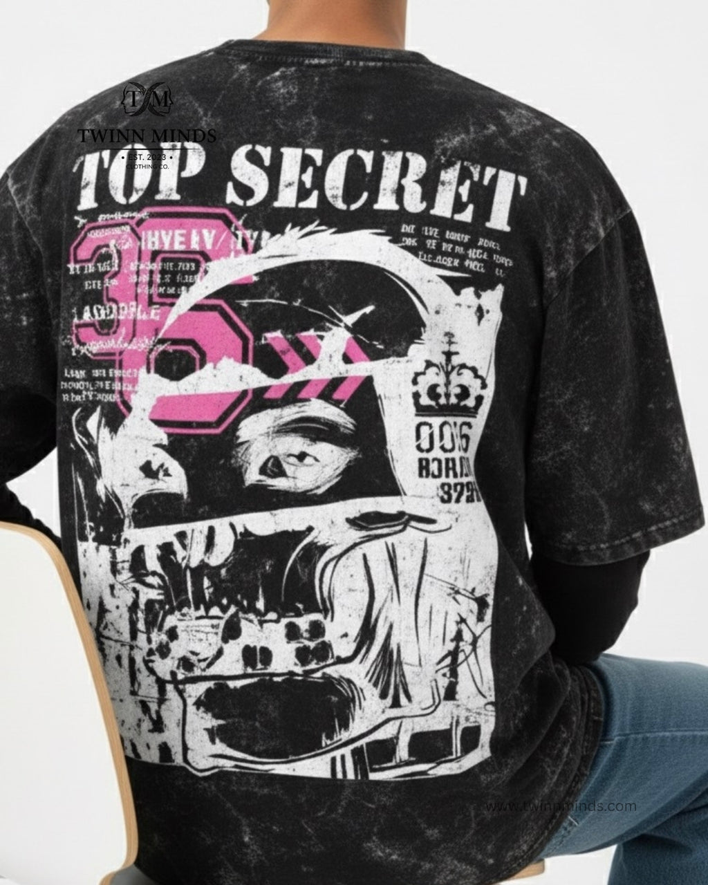 CodeSkull Black Unisex Acid Washed Oversized Tee