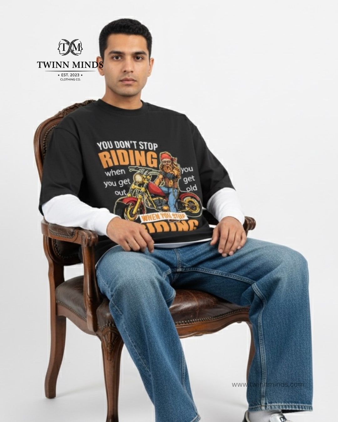 You don't stop riding Black Unisex Oversized Classic T-Shirt