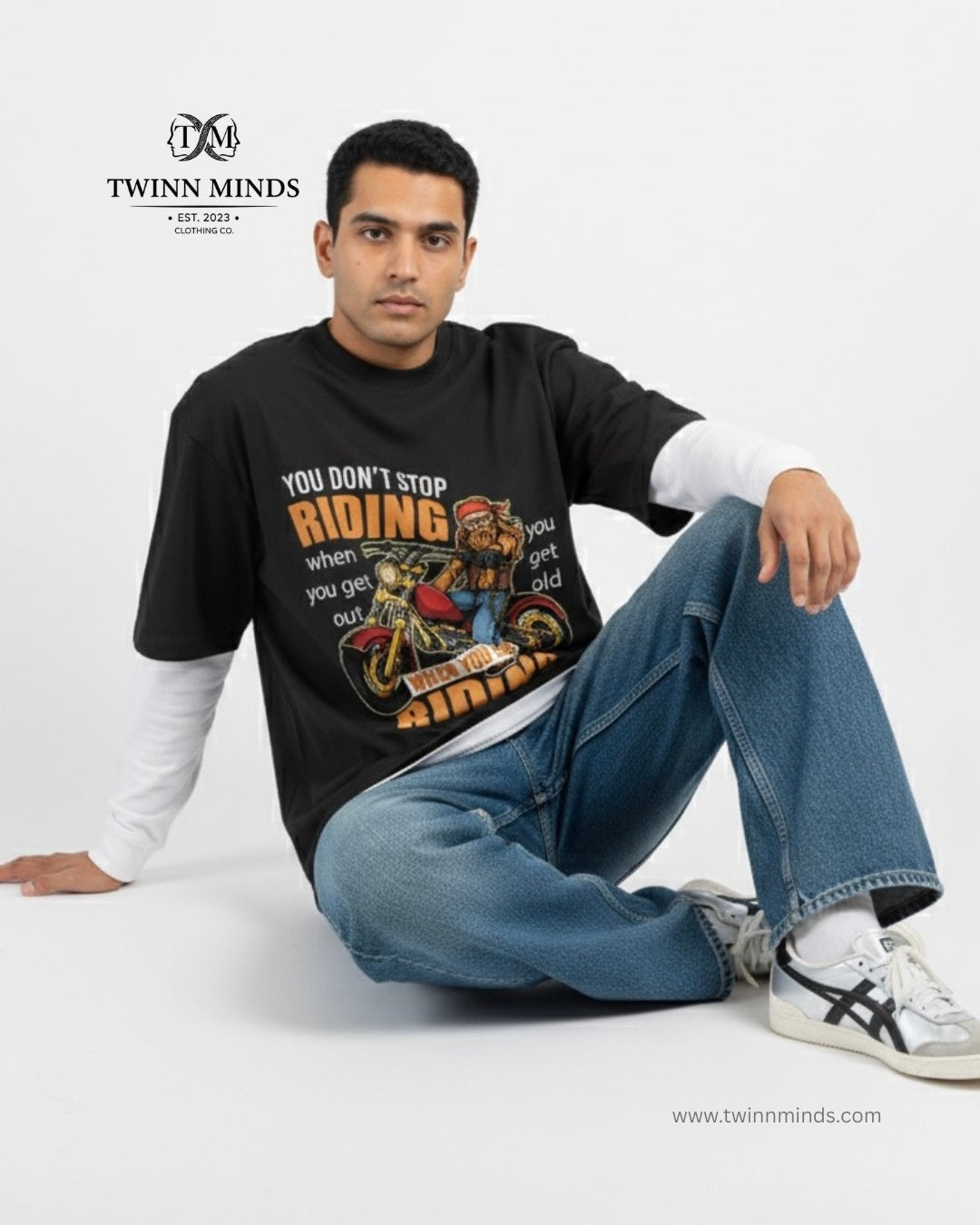 You don't stop riding Black Unisex Oversized Classic T-Shirt