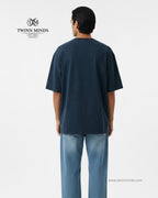 Deep Fear Navy Blue Unisex Acid Washed Oversized Tee