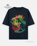 Japanese Dragon Ori Navy Blue Unisex Oversized Classic T-Shirt