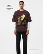 Hunter Maroon Unisex Acid Washed Oversized Tee