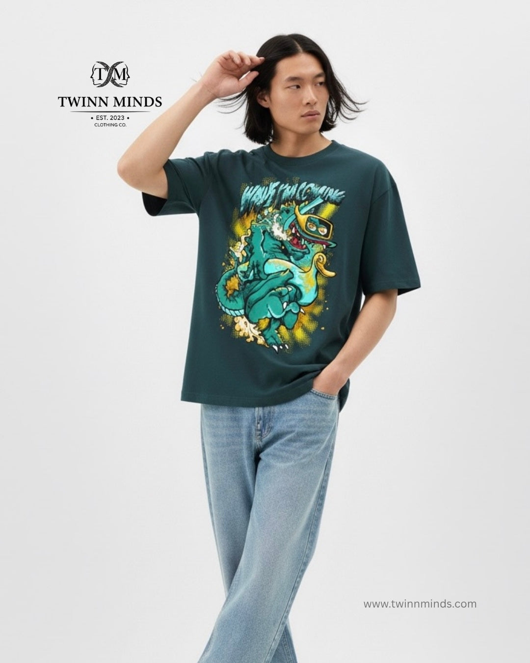 Wave I'm Coming Petrol Blue Unisex Oversized Classic T-Shirt