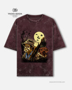 Hunter Maroon Unisex Acid Washed Oversized Tee