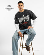 TM Ghost Black Unisex Acid Washed Oversized Tee