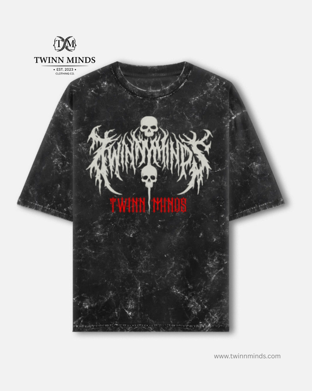 TM Ghost Black Unisex Acid Washed Oversized Tee