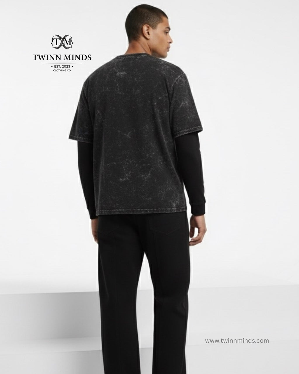 Amazing Wildlife Black Unisex Acid Washed Oversized Tee