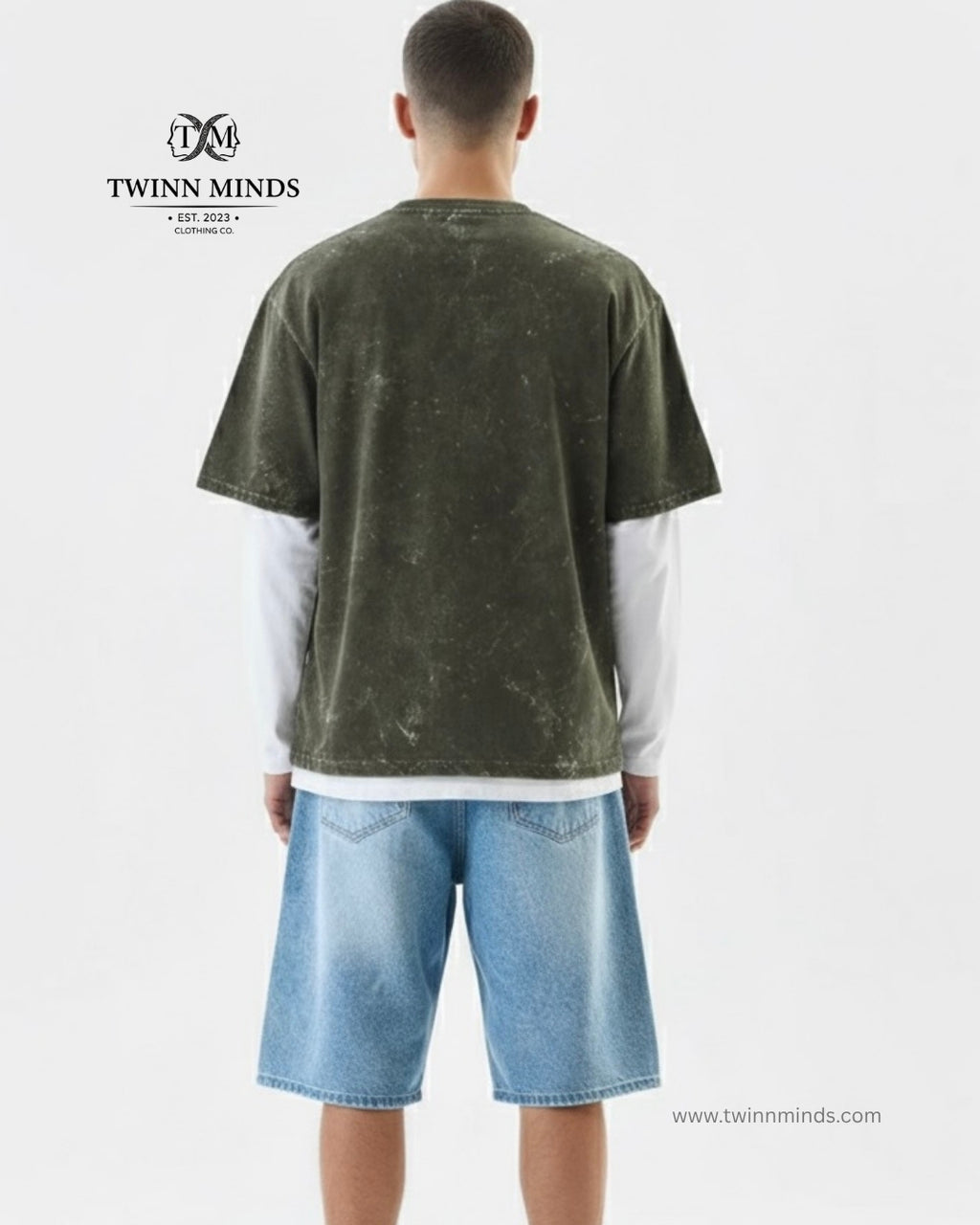 Hunting Season Olive Green Unisex Acid Washed Oversized Tee