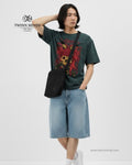 Shivers Bottle Green Unisex Acid Washed Oversized Tee